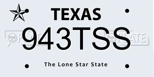 943TSS Texas License Plate