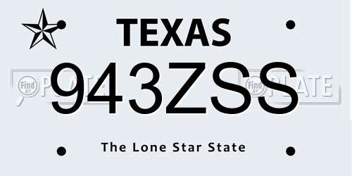 943ZSS Texas License Plate