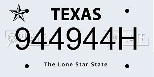 944944H Texas License Plate