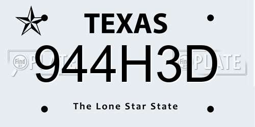 944H3D Texas License Plate