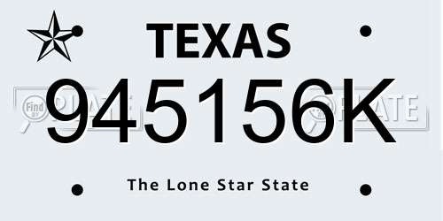 945156K Texas License Plate