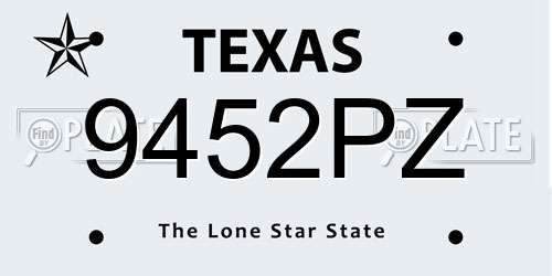 9452PZ Texas License Plate