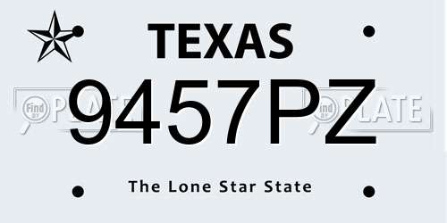 9457PZ Texas License Plate