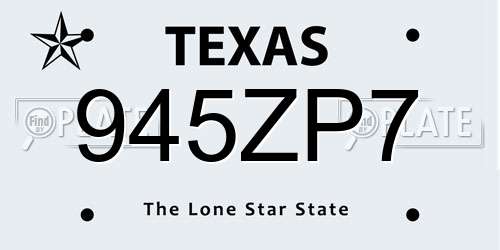 945ZP7 Texas License Plate