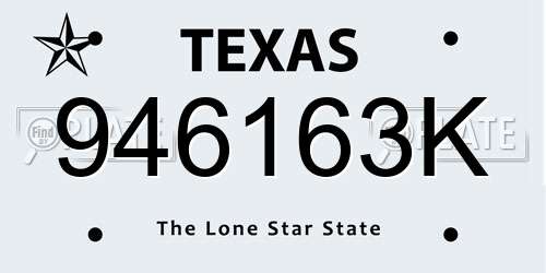 946163K Texas License Plate