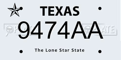9474AA Texas License Plate