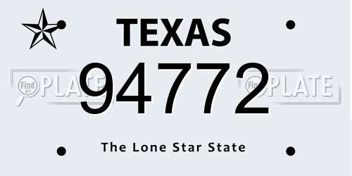 94772 Texas License Plate