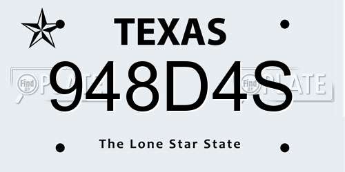 948D4S Texas License Plate