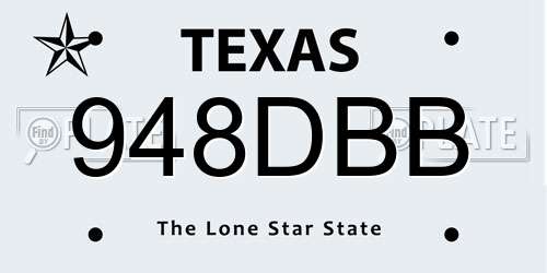 948DBB Texas License Plate
