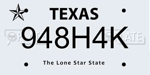948H4K Texas License Plate