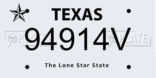 94914V Texas License Plate