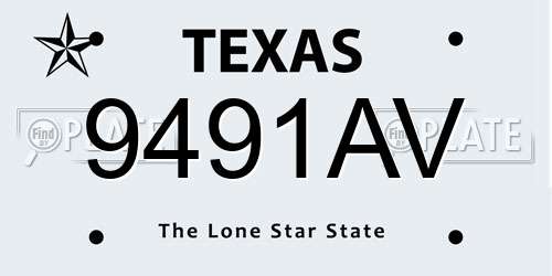 9491AV Texas License Plate
