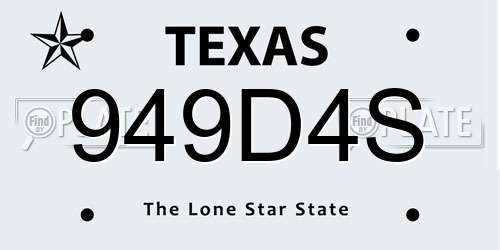 949D4S Texas License Plate