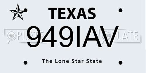 949IAV Texas License Plate