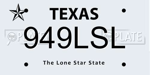 949LSL Texas License Plate