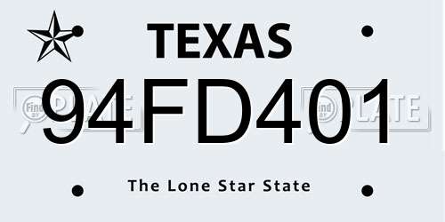 94FD401 Texas License Plate