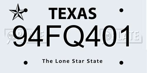 94FQ401 Texas License Plate