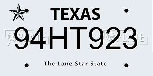 94HT923 Texas License Plate