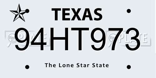 94HT973 Texas License Plate