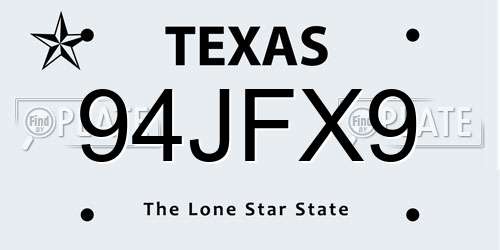 94JFX9 Texas License Plate