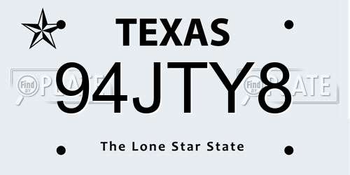 94JTY8 Texas License Plate