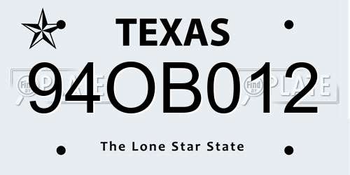 94OB012 Texas License Plate