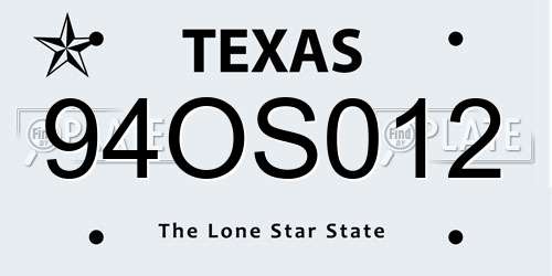 94OS012 Texas License Plate