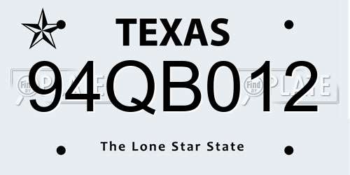 94QB012 Texas License Plate