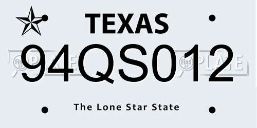 94QS012 Texas License Plate