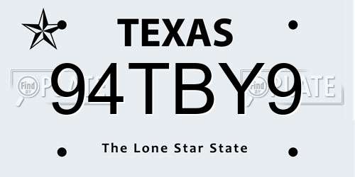 94TBY9 Texas License Plate