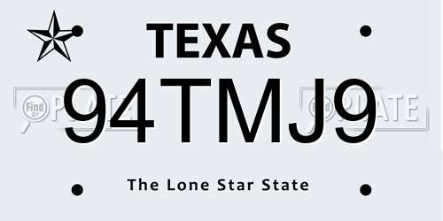 94TMJ9 Texas License Plate
