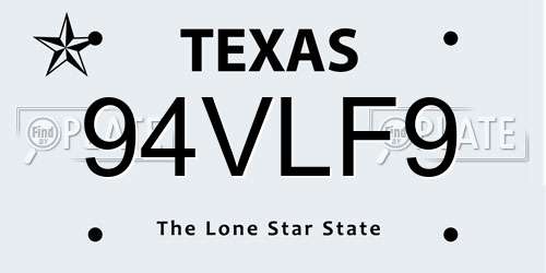 94VLF9 Texas License Plate