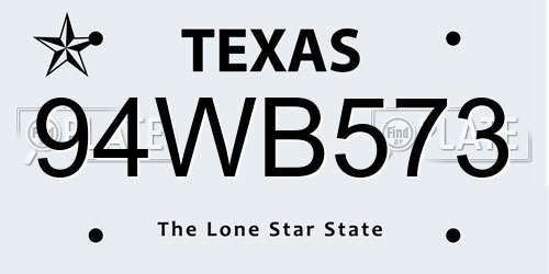 94WB573 Texas License Plate