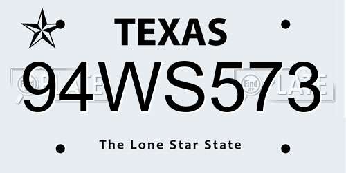 94WS573 Texas License Plate