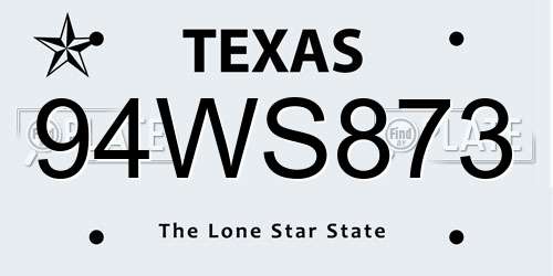 94WS873 Texas License Plate