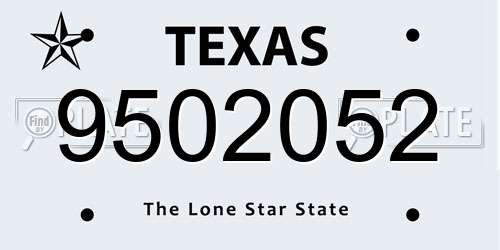 9502052 Texas License Plate