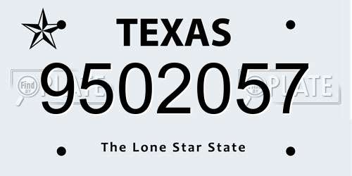 9502057 Texas License Plate