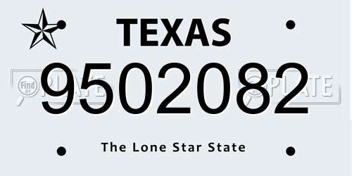 9502082 Texas License Plate