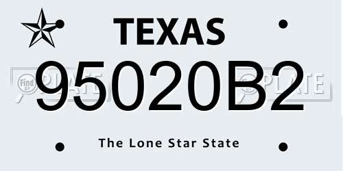 95020B2 Texas License Plate