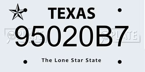 95020B7 Texas License Plate