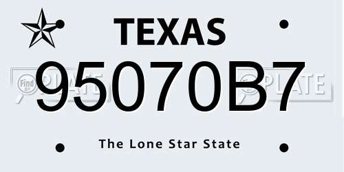 95070B7 Texas License Plate