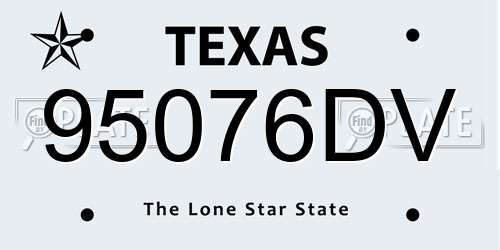 95076DV Texas License Plate