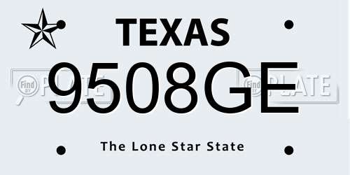 9508GE Texas License Plate