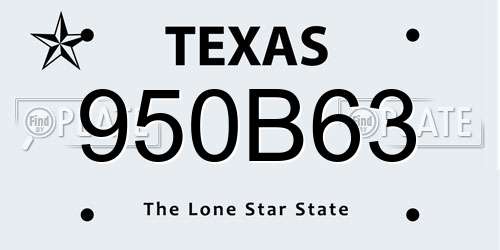 950B63 Texas License Plate