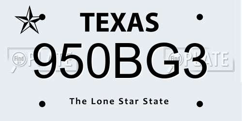 950BG3 Texas License Plate
