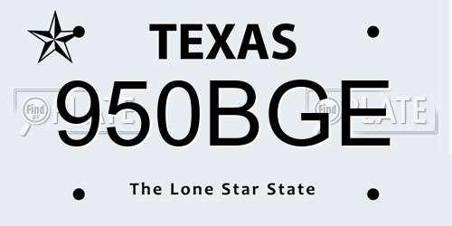 950BGE Texas License Plate