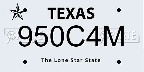 950C4M Texas License Plate