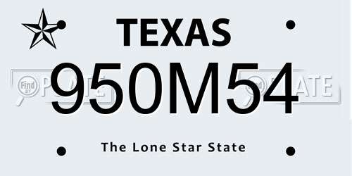 950M54 Texas License Plate
