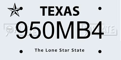950MB4 Texas License Plate