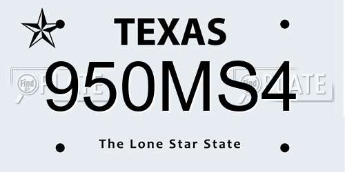 950MS4 Texas License Plate
